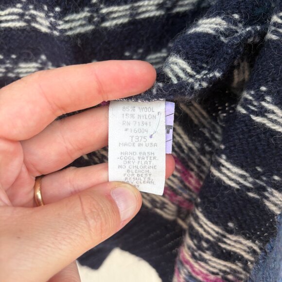 Vintage L.L. Bean Wool Vest Women's Medium Blue Fair Isle Cottagecore Winter USA - Picture 3 of 8